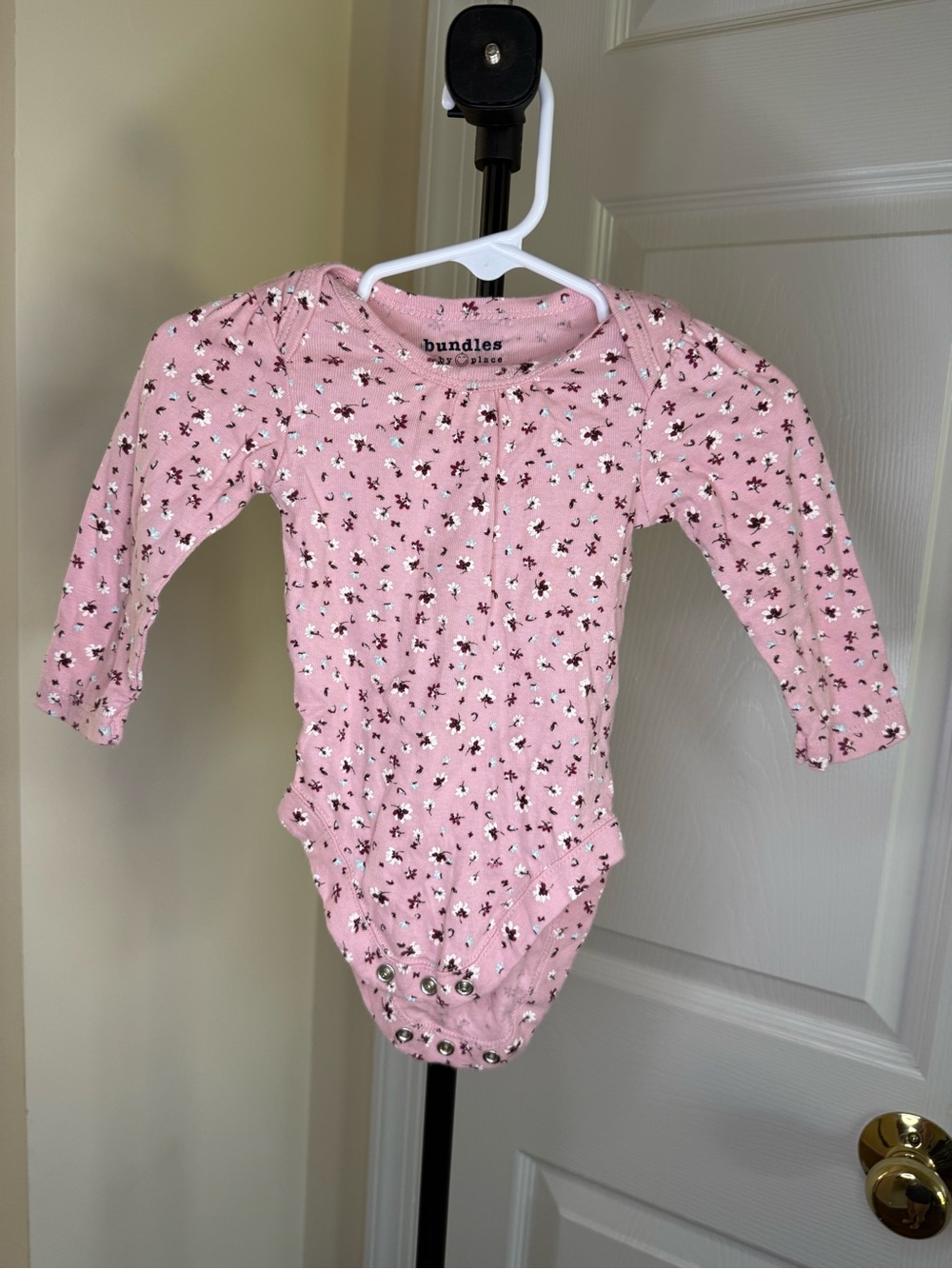 bundles Pink Floral Long-Sleeve Baby One-Piece Bodysuit